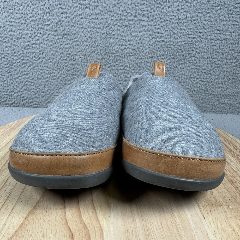 OluKai Mahana Mens Size 9 Gray Quilted Slippers Slip On Comfort‎ Loafers Shoes